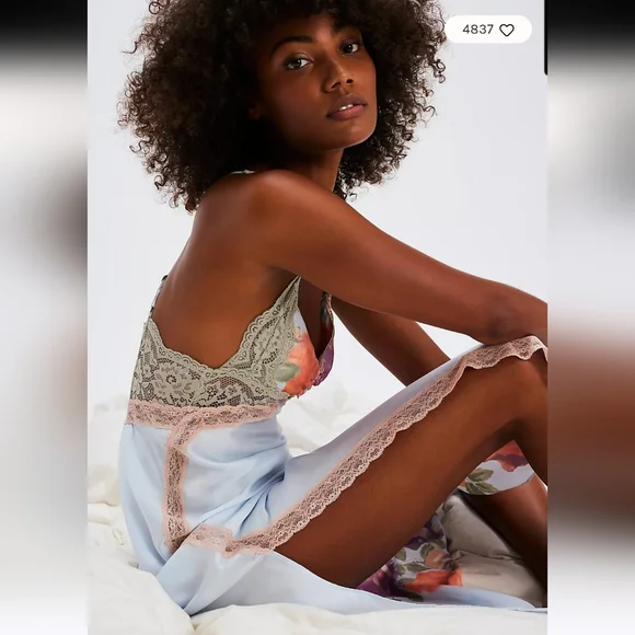Free People Intimates Just Dreamy Maxi Slip Floral Lace Nightgown Dress Nightie - Picture 2 of 10
